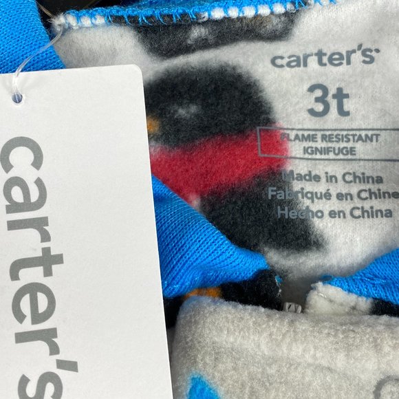 NEW Carter's Boys Winter Penguins Plush Fleece Grey Pajama Sleeper Multiple Size - Picture 3 of 3
